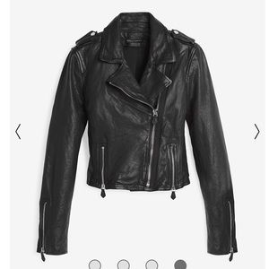 WHBM Leather Cropped Moto Jacket Size Large